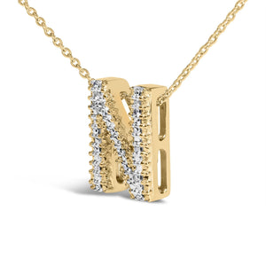 Yellow Gold Vermeil Diamond Accent "A-Z" Initial Bubble Pendant Necklace