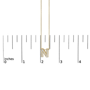 Yellow Gold Vermeil Diamond Accent "A-Z" Initial Bubble Pendant Necklace