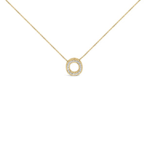 Yellow Gold Vermeil Diamond Accent "A-Z" Initial Bubble Pendant Necklace