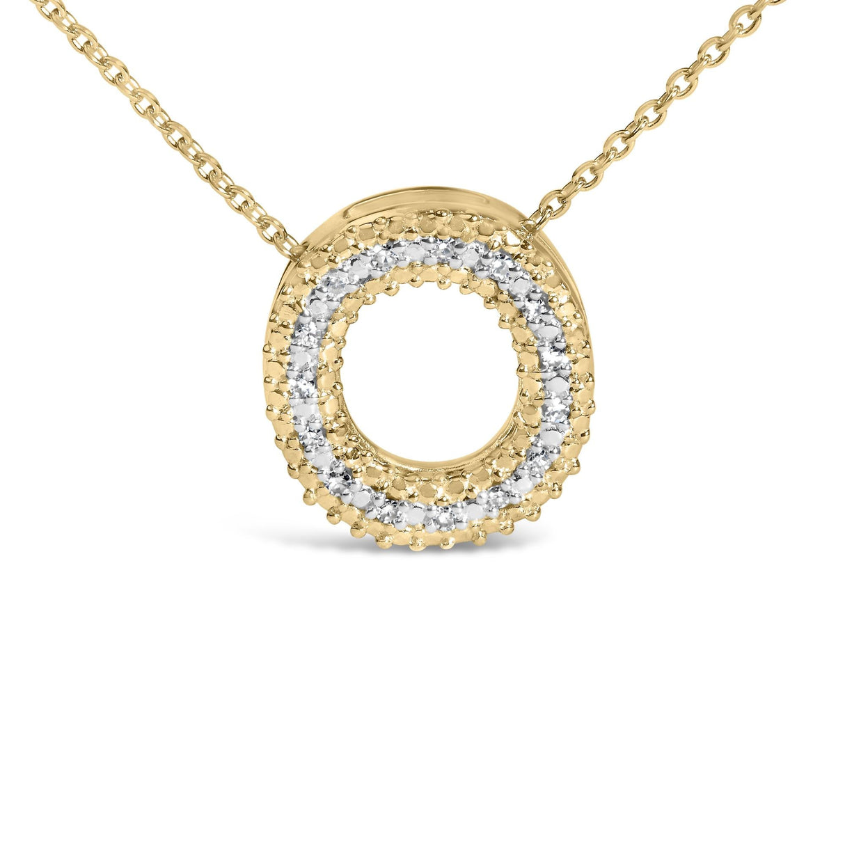 Yellow Gold Vermeil Diamond Accent "A-Z" Initial Bubble Pendant Necklace
