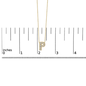 Yellow Gold Vermeil Diamond Accent "A-Z" Initial Bubble Pendant Necklace