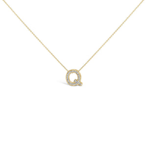 Yellow Gold Vermeil Diamond Accent "A-Z" Initial Bubble Pendant Necklace