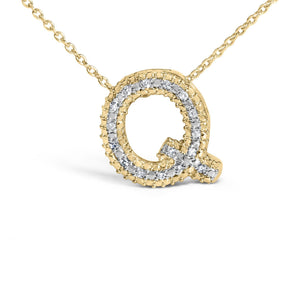 Yellow Gold Vermeil Diamond Accent "A-Z" Initial Bubble Pendant Necklace