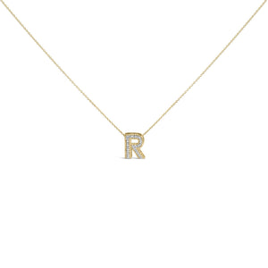 Yellow Gold Vermeil Diamond Accent "A-Z" Initial Bubble Pendant Necklace