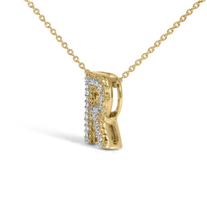 Yellow Gold Vermeil Diamond Accent "A-Z" Initial Bubble Pendant Necklace