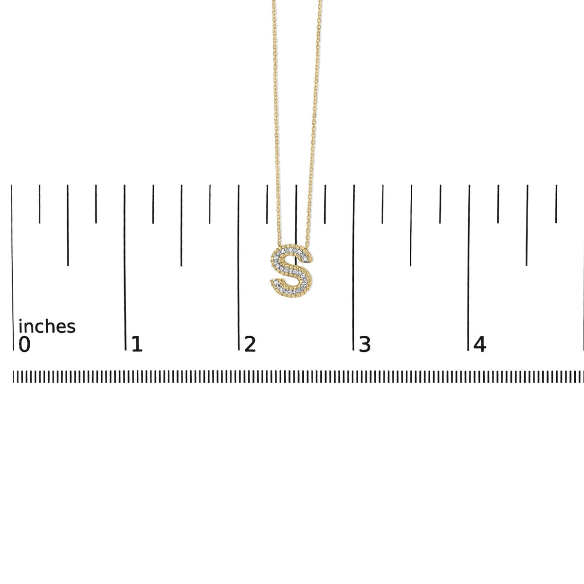 Yellow Gold Vermeil Diamond Accent "A-Z" Initial Bubble Pendant Necklace