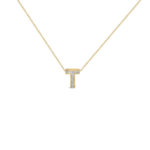 Yellow Gold Vermeil Diamond Accent "A-Z" Initial Bubble Pendant Necklace