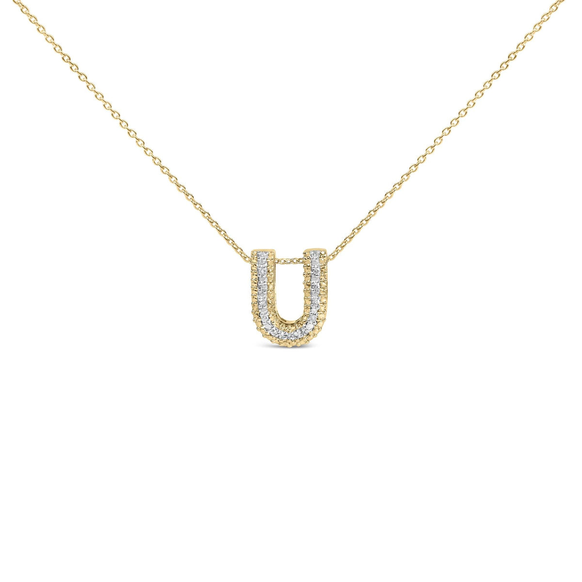 Yellow Gold Vermeil Diamond Accent "A-Z" Initial Bubble Pendant Necklace