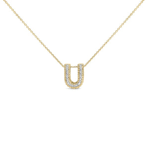 Yellow Gold Vermeil Diamond Accent "A-Z" Initial Bubble Pendant Necklace