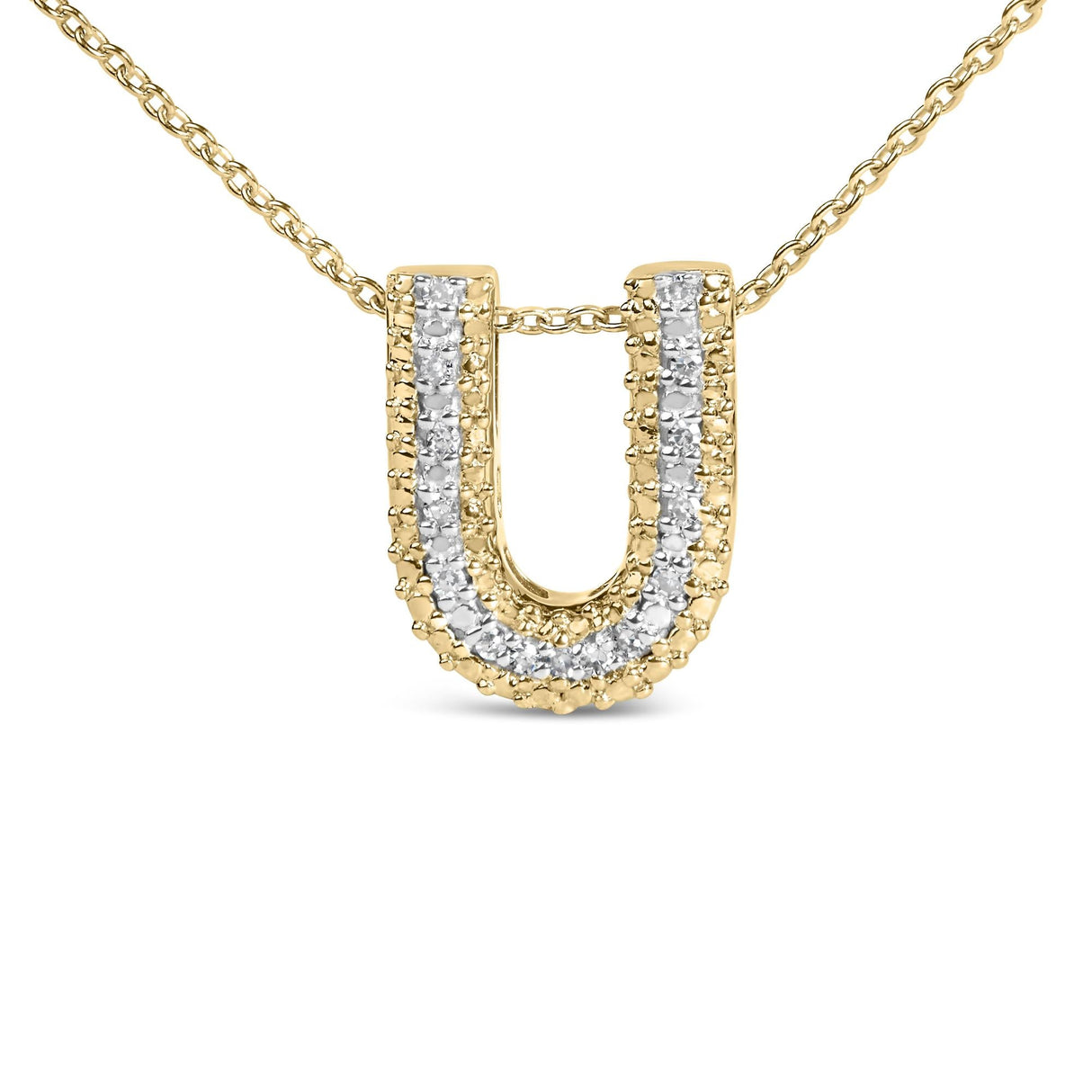 Yellow Gold Vermeil Diamond Accent "A-Z" Initial Bubble Pendant Necklace