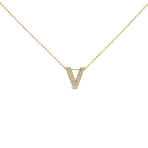 Yellow Gold Vermeil Diamond Accent "A-Z" Initial Bubble Pendant Necklace