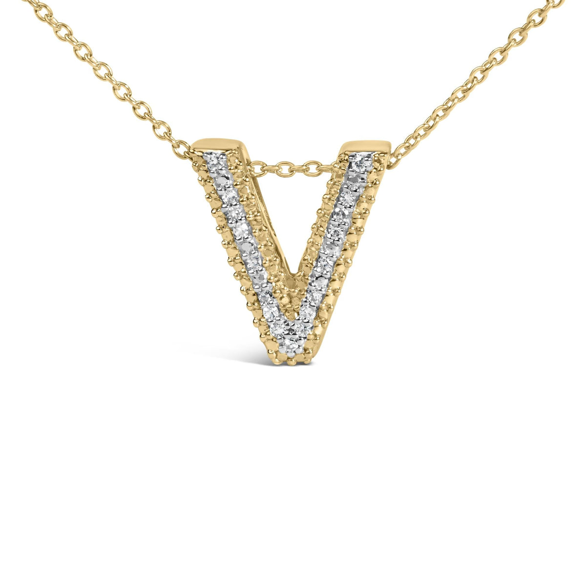 Yellow Gold Vermeil Diamond Accent "A-Z" Initial Bubble Pendant Necklace