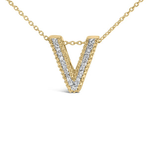 Yellow Gold Vermeil Diamond Accent "A-Z" Initial Bubble Pendant Necklace