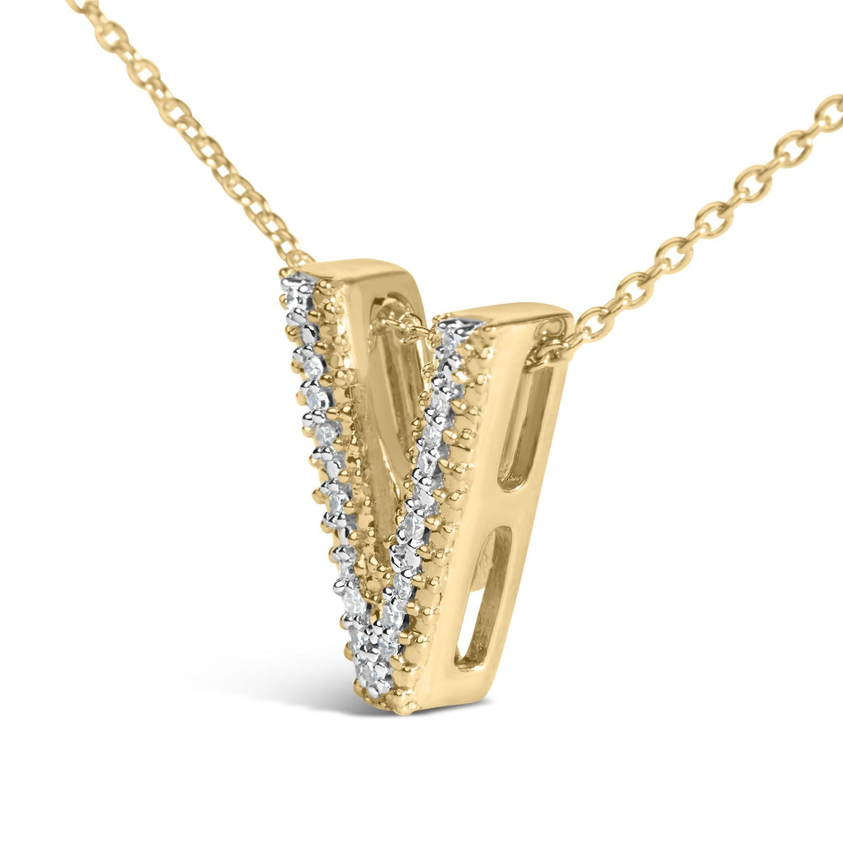 Yellow Gold Vermeil Diamond Accent "A-Z" Initial Bubble Pendant Necklace