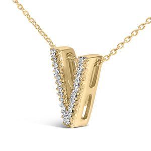 Yellow Gold Vermeil Diamond Accent "A-Z" Initial Bubble Pendant Necklace