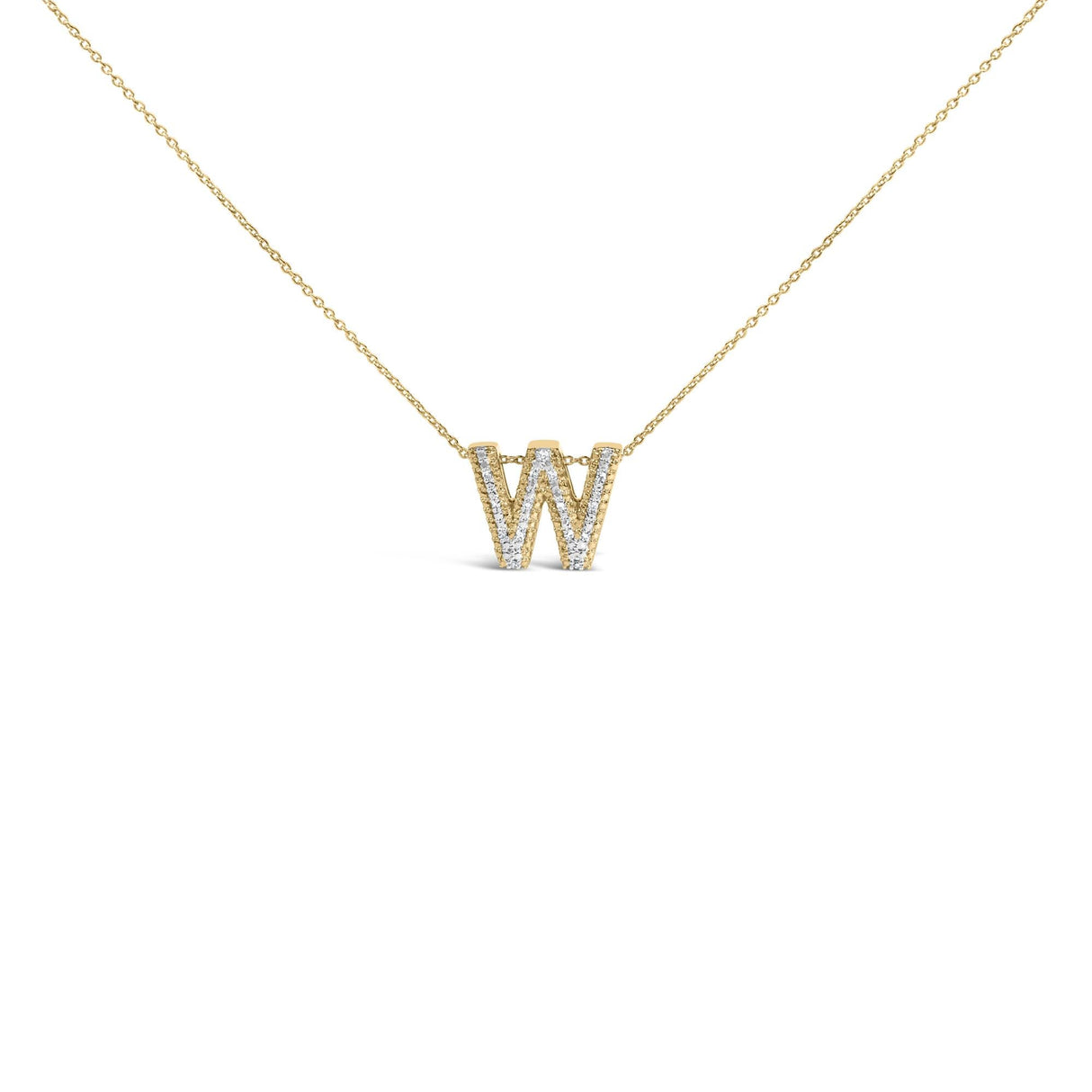 Yellow Gold Vermeil Diamond Accent "A-Z" Initial Bubble Pendant Necklace