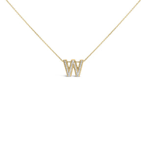 Yellow Gold Vermeil Diamond Accent "A-Z" Initial Bubble Pendant Necklace
