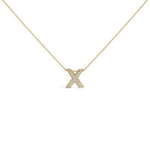 Yellow Gold Vermeil Diamond Accent "A-Z" Initial Bubble Pendant Necklace