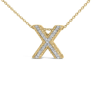 Yellow Gold Vermeil Diamond Accent "A-Z" Initial Bubble Pendant Necklace