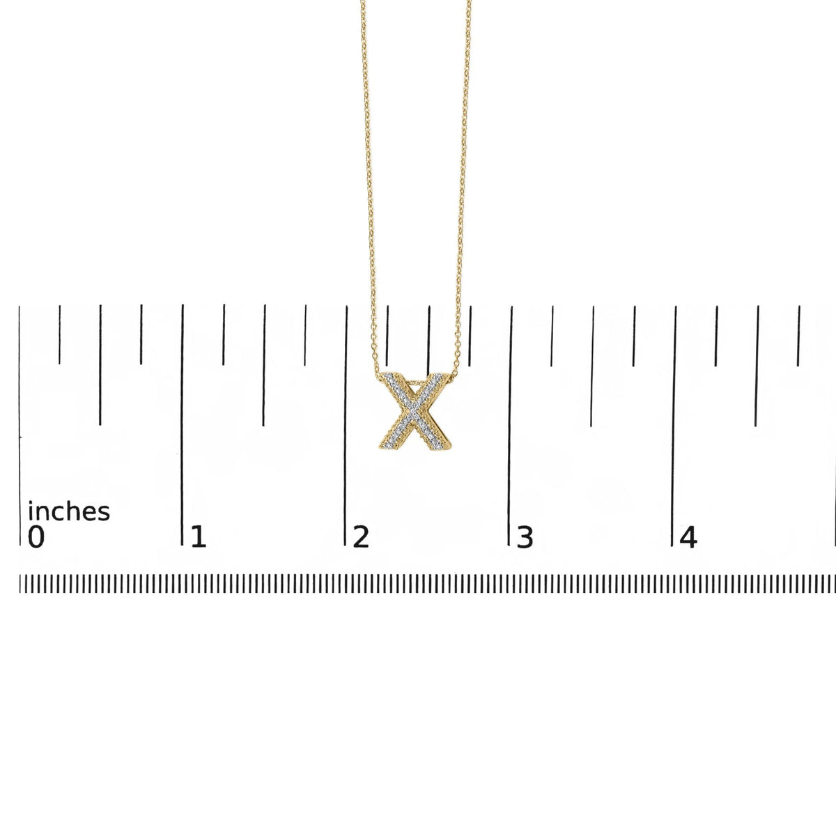 Yellow Gold Vermeil Diamond Accent "A-Z" Initial Bubble Pendant Necklace