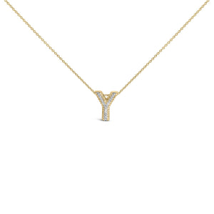 Yellow Gold Vermeil Diamond Accent "A-Z" Initial Bubble Pendant Necklace