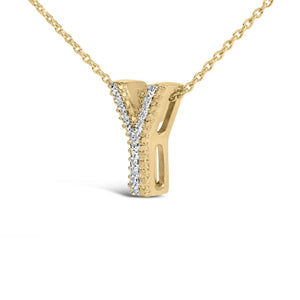 Yellow Gold Vermeil Diamond Accent "A-Z" Initial Bubble Pendant Necklace