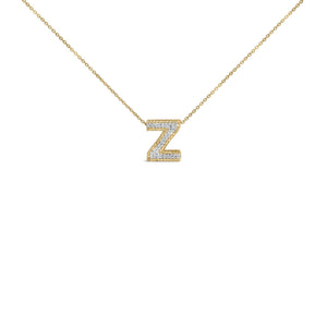 Yellow Gold Vermeil Diamond Accent "A-Z" Initial Bubble Pendant Necklace
