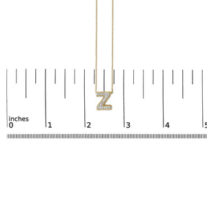 Yellow Gold Vermeil Diamond Accent "A-Z" Initial Bubble Pendant Necklace