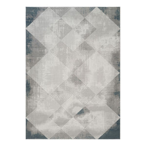 Geometric 3D Area Rug with Layered Texture - Gray/Ivory