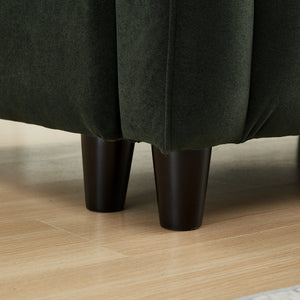 83'' Futon Sofa Bed with Polyester Fabric and 2 Pillows - Dark Green
