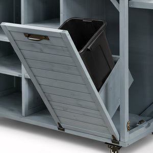 K&K 78.3' Outdoor Kitchen Island with Foldable Grill Table