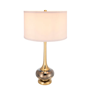 D15x29 Table Lamp with Glass Drum Shade – Aluminum Base
