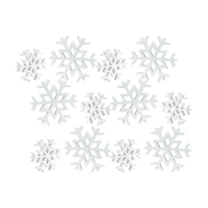 Traditional White Wood Cut Out Snowflake Decor (Set of 12)
