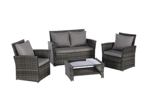 4 Pieces Outdoor Patio Furniture Sets Garden Rattan Chair Wicker Set