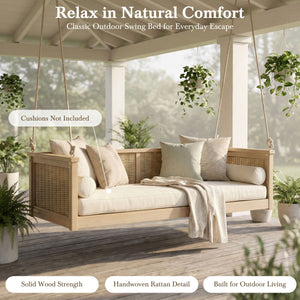 TOPMAX Outdoor Classic Solid Wood Twin Size Swing Bed