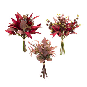 Fall Burgandy Foliage and Thistle Bundle Bouquet (Set of 6)