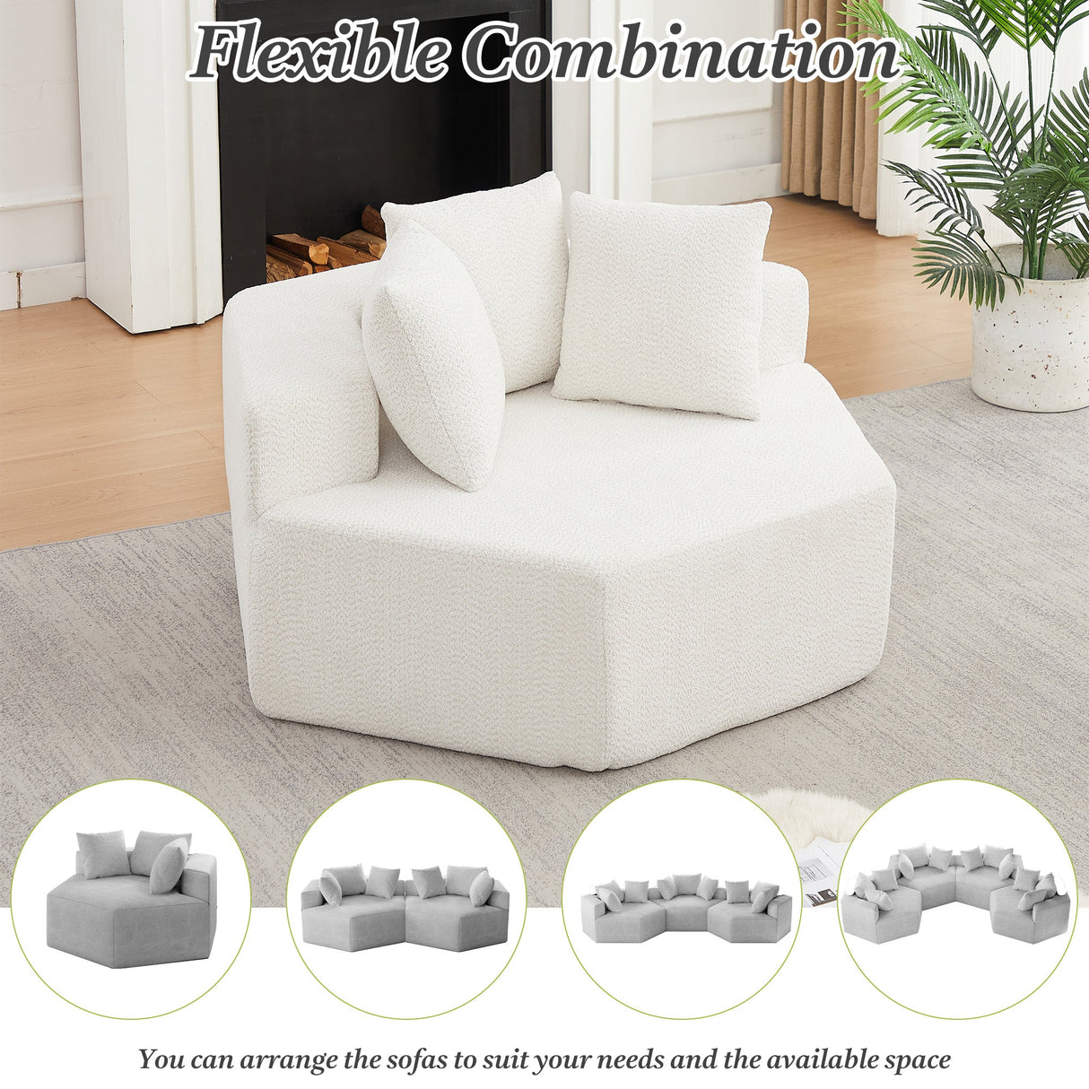 54-Inch Modern-Style Hexagonal Single Lounge Chair