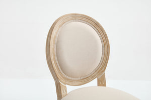 French Country 26'' Height Bar Chairs with Beige Linen Upholstery - Set of 2