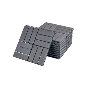 Acacia Wood Interlocking Deck Tiles Checker Pattern For Outdoor Flooring