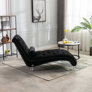 Chaise Lounge Indoor, Button Tufted Upholstered Chaise Lounge Chair With Pillow