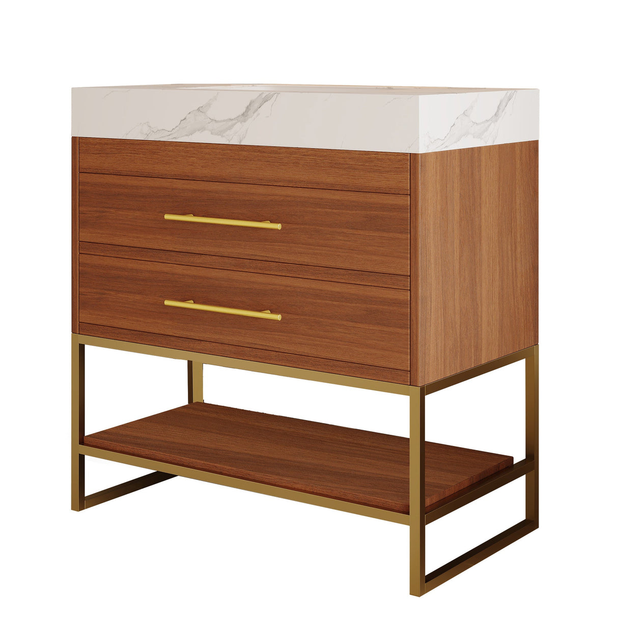 29.9" Modern Free-standing Bathroom Vanity with Sintered Stone Top
