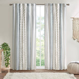 Cotton printed curtain panel with chenille stripe and lining