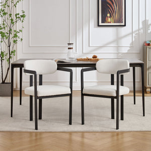 Dining Arm Chairs Set of 2 with Fabric Upholstery and Metal Legs - Green, Orange, or Beige