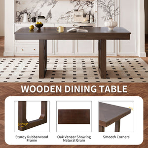 Extendable Dining Set, Farmhouse Extendable Table With Upholstered Chairs