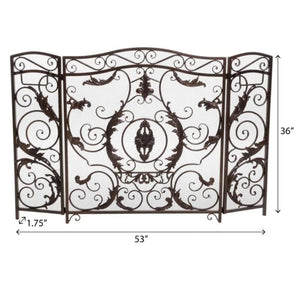 Mariella Traditional Floral Iron Fireplace Screen With Ornate Design