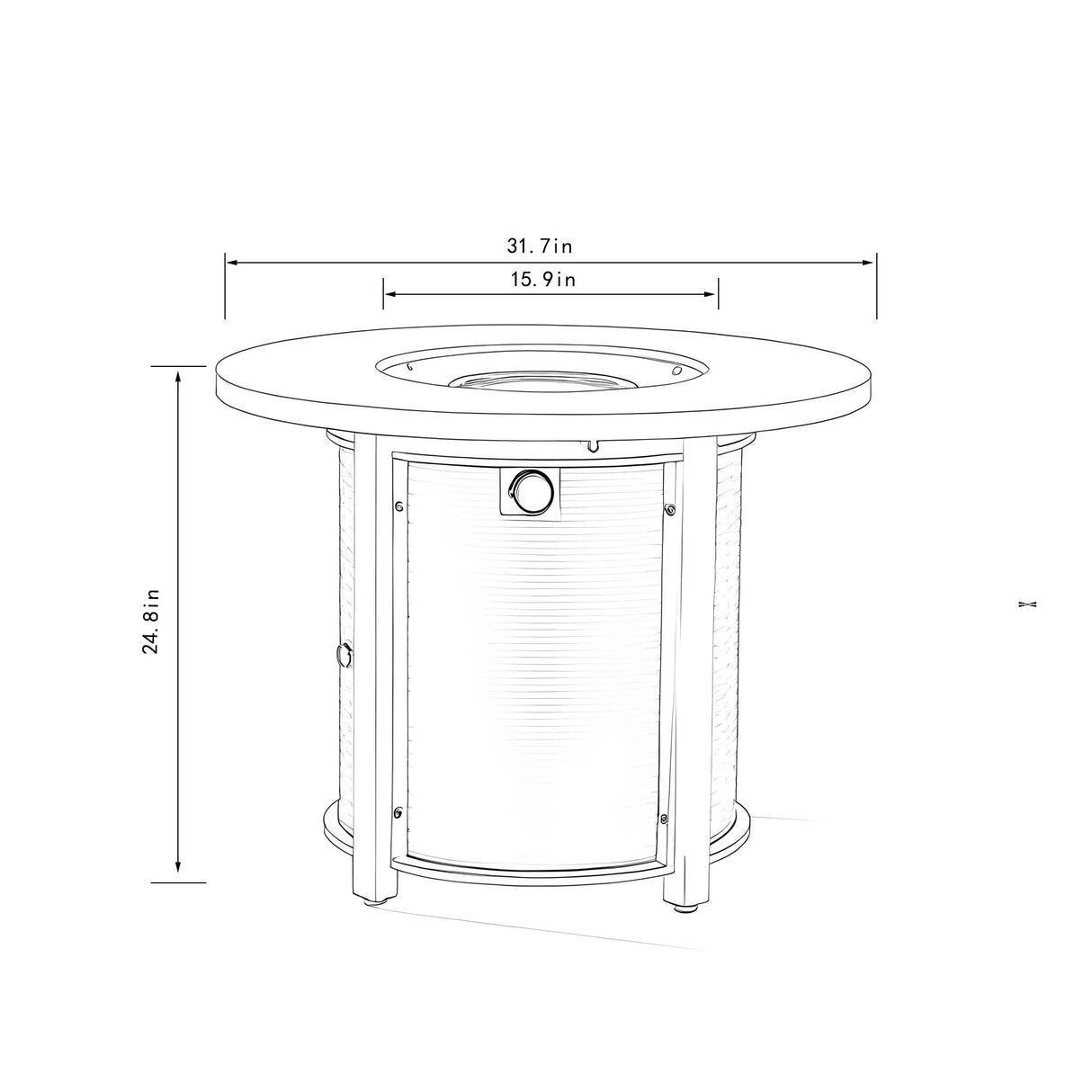 32" Propane Gas Fire Pit Table, 50000 BTU - Black Steel