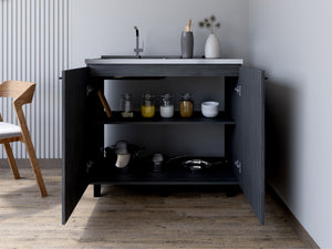 Utility Sink Cabinet Burwood with Two Shelves - Smokey