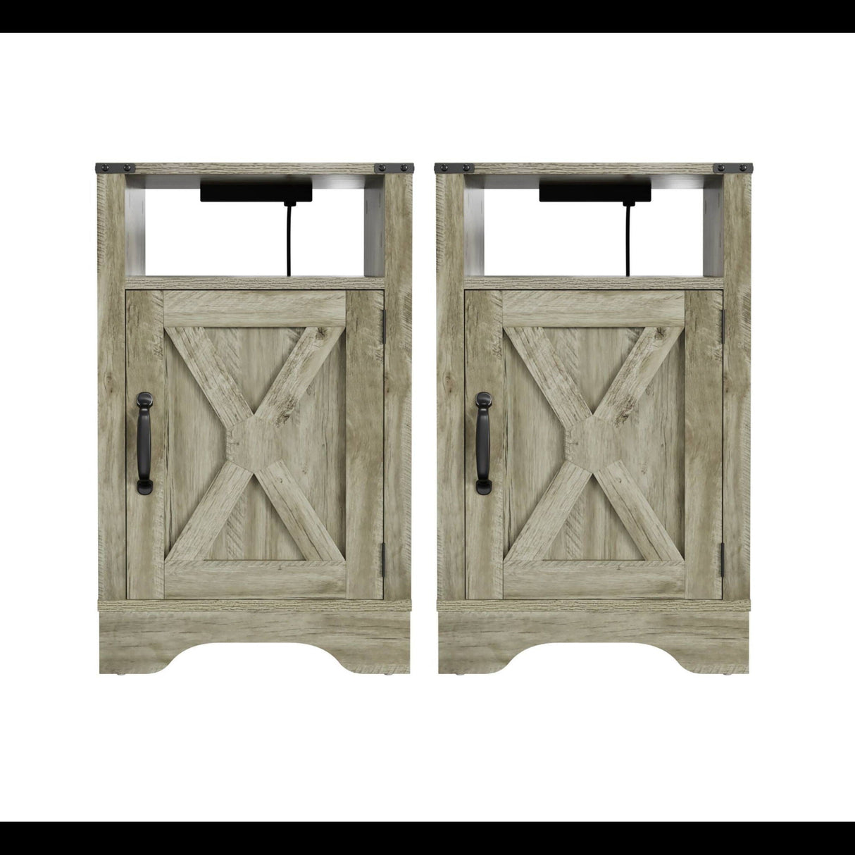 Farmhouse Nightstand, Charging Station & Storage