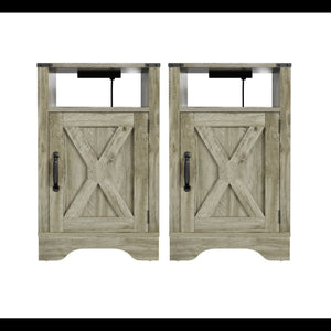 Farmhouse Nightstand, Charging Station & Storage