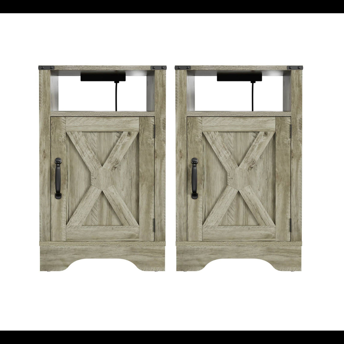 Farmhouse Nightstand, Charging Station & Storage